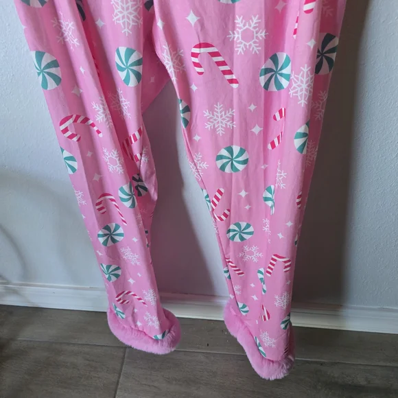 Festive Pink Candy Cane Women's Pajama Set - Picture 6 of 6